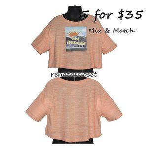 Old Navy Girls' Breathe ON Short-Sleeve Cropped Graphic Performance T-Shirt NWOT